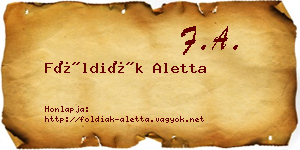 Földiák Aletta névjegykártya